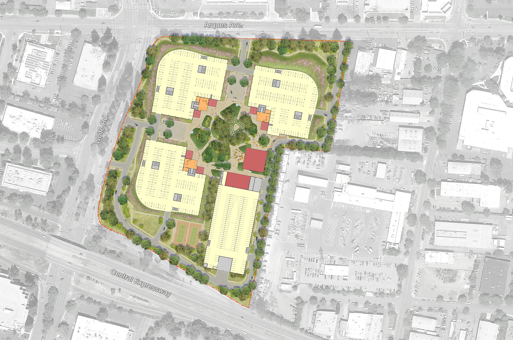 Central & Wolfe in-door and out-door amenities plan